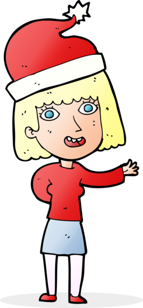 Bir insan tarafından çizilmiş bir karikatür kadın Noel için hazır.