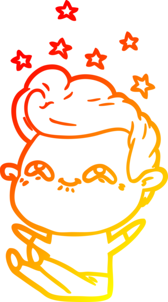 Bir insan tarafından çizilmiş, heyecanlı bir çizgi film çizimi.