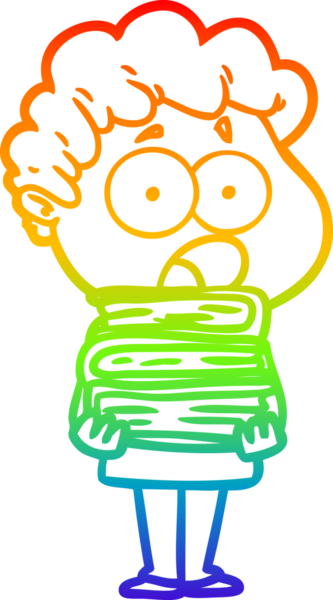 Gökkuşağı gradyan çizgi çizimi Bir insan tarafından çizilmiş şaşırarak nefes nefese bir çizgi film adamı