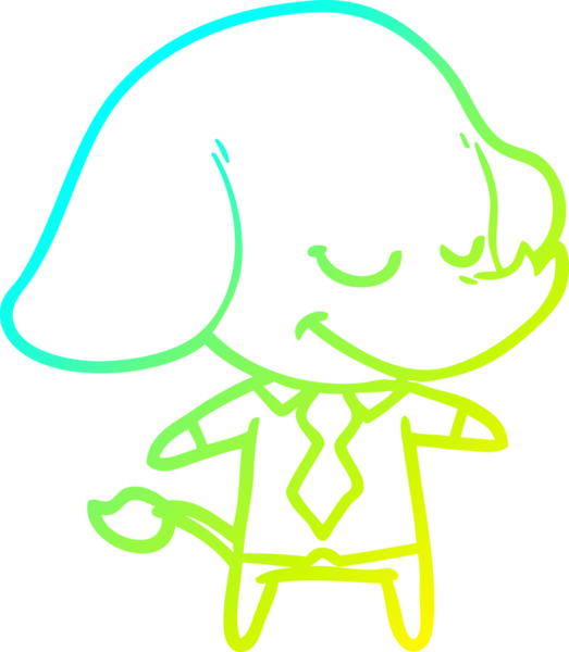 Bir insan tarafından çizilmiş gülümseyen fil yöneticisinin soğuk gradyan çizimi.