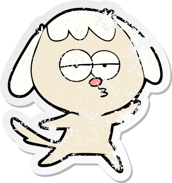 Bir insan tarafından çizilmiş sıkıntılı bir çizgi film çıkartması.