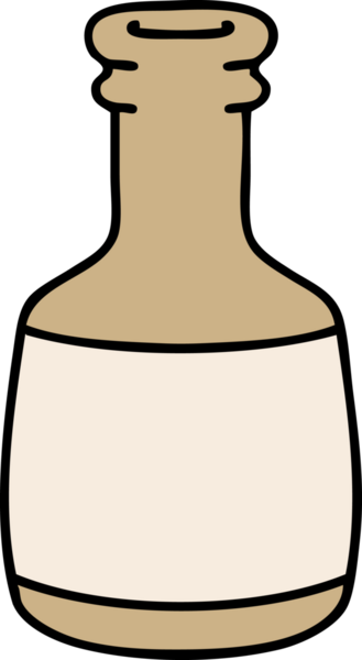 Bir insan tarafından çizilmiş eski bir bira şişesinin karikatürü.