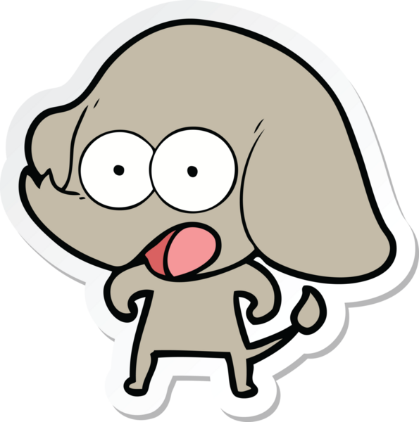 Bir insan tarafından çizilmiş şirin bir fil çıkartması.