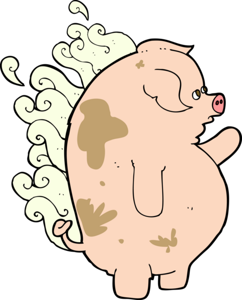 Bir insan tarafından çizilmiş şişman kokuşmuş domuz.