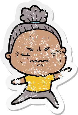 Bir insan tarafından çizilmiş, sıkıntılı bir karikatür çıkartması.