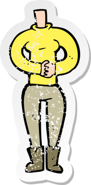 Bir insan tarafından çizilmiş bir karikatür kadın vücudunun gerilimli etiketi.