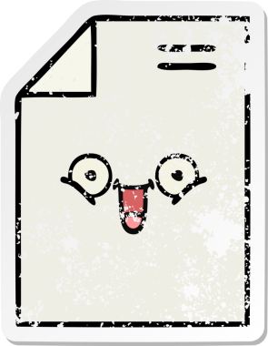 Bir insan tarafından çizilmiş sevimli bir karikatür kağıdının sıkıntılı çıkartması.