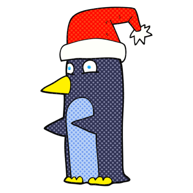 Bir insan tarafından çizilmiş serbest çizilmiş karikatür noel pengueni