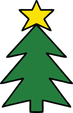 Bir insan tarafından çizilmiş güzel bir Noel ağacı karikatürü.