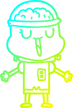 Bir insan tarafından çizilmiş mutlu çizgi film robotu çizimi.