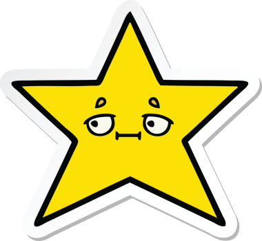 Bir insan tarafından çizilmiş şirin bir çizgi film yıldızının çıkartması.