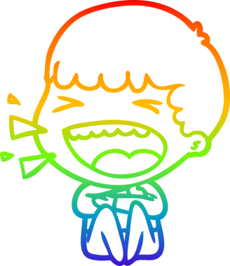 Gökkuşağının gradyan çizimi bir insan tarafından çizilmiş gülen bir adamın çizimi.