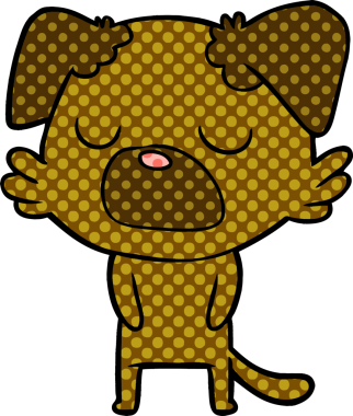 Bir insan tarafından çizilmiş çizgi film köpeği.