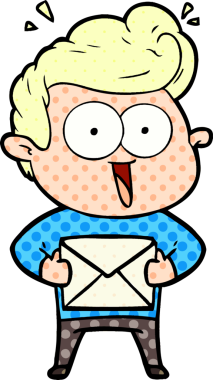 Bir insan tarafından çizilmiş bir zarfla karikatürist.