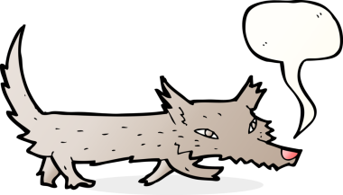 Bir insan tarafından çizilmiş konuşma balonu olan küçük bir kurt.