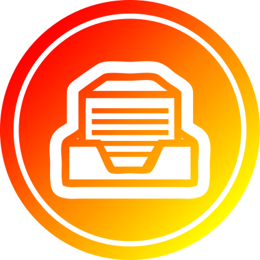 Ofis kağıdı bir insan tarafından çizilen sıcak gradyan bitiş ile dairesel simge yığın