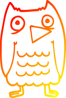 Bir insan tarafından çizilmiş komik bir baykuşun sıcak çizgi çizimi