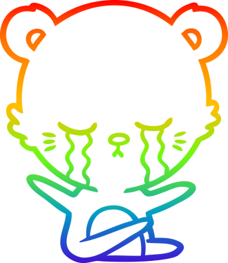 Bir insan tarafından çizilmiş ağlayan çizgi film ayısının çizimi.