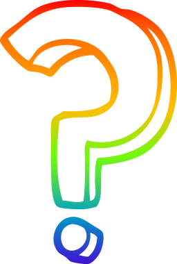 gökkuşağı gradyan çizgi çizimi bir insan tarafından çizilmiş soru işareti