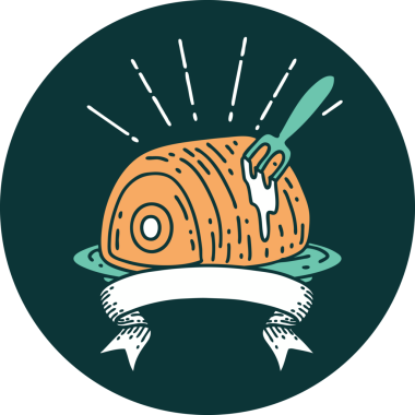 Bir insan tarafından çizilmiş dövme stili biftek ikonu.