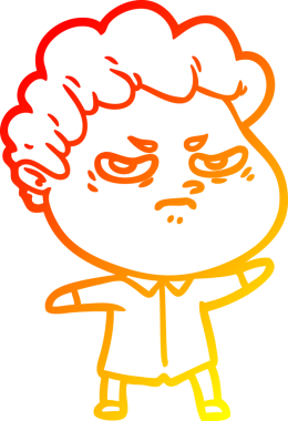 Bir insan tarafından çizilmiş kızgın bir adamın sıcak çizgi çizimi.