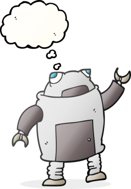 Bir insan tarafından çizilmiş serbest çizim baloncuk robot.