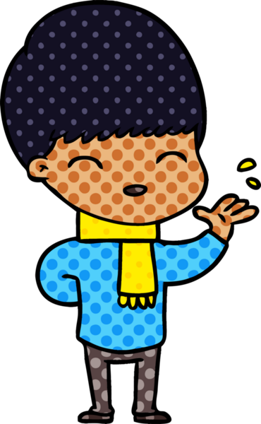 Bir insan tarafından çizilmiş mutlu çizgi film çocuğu.