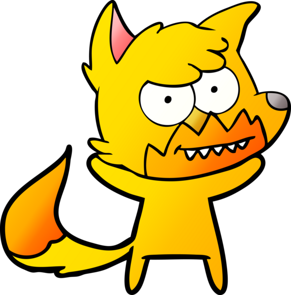 Bir insan tarafından çizilmiş tilki çizgi film karakteri