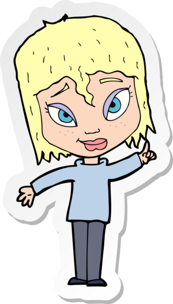 Bir insan tarafından çizilmiş fikri olan bir karikatür kadının çıkartması.