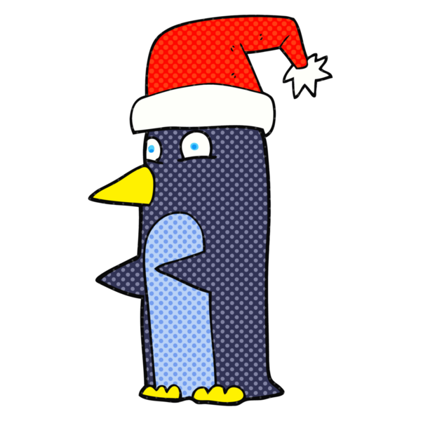 Bir insan tarafından çizilmiş serbest çizilmiş karikatür noel pengueni