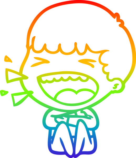 Gökkuşağının gradyan çizimi bir insan tarafından çizilmiş gülen bir adamın çizimi.