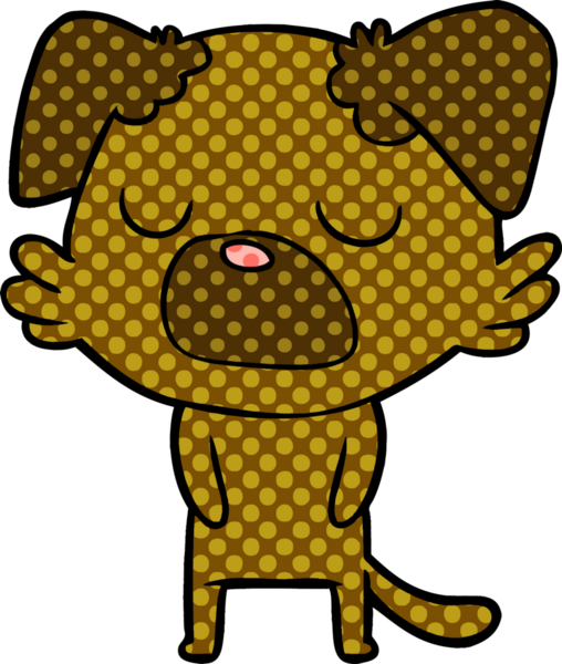 Bir insan tarafından çizilmiş çizgi film köpeği.