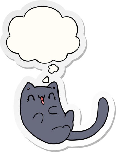 Düşünce baloncuklu çizgi film kedisi insan tarafından çizilmiş bir çıkartma.