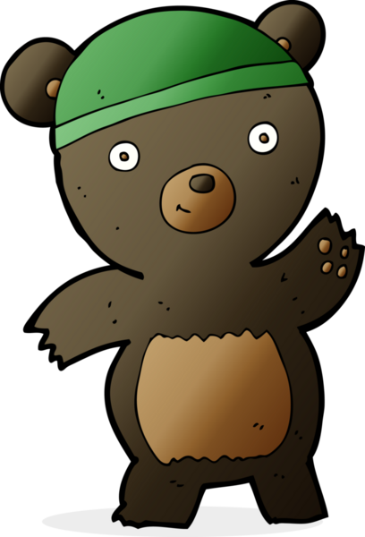 Bir insan tarafından çizilmiş sevimli çizgi film kara ayısı.