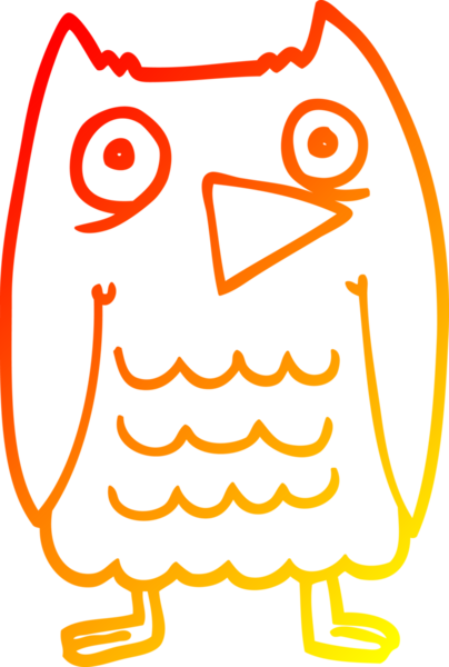 Bir insan tarafından çizilmiş komik bir baykuşun sıcak çizgi çizimi