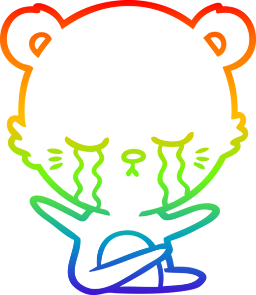 Bir insan tarafından çizilmiş ağlayan çizgi film ayısının çizimi.