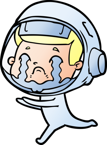 Bir insan tarafından çizilmiş ağlayan astronot çizgi filmi.