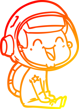 Bir insan tarafından çizilmiş mutlu bir astronotun sıcak çizgi çizimi