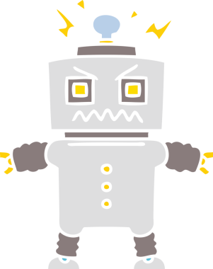 Bir insan tarafından çizilmiş tuhaf çizgi film robotu.