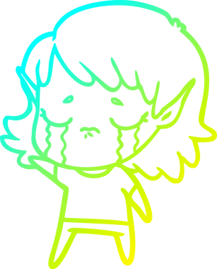 Bir insan tarafından çizilmiş, ağlayan bir elf kızı çizimi.