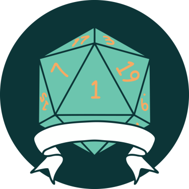 Bir insan tarafından çizilen bir d20 zar atma ikonu