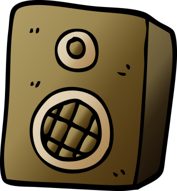 bir insan tarafından çizilmiş karikatür müzik hoparlörü.