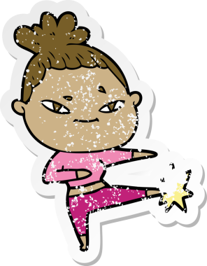 Bir insan tarafından çizilmiş karikatür bir kadının sıkıntılı çıkartması.