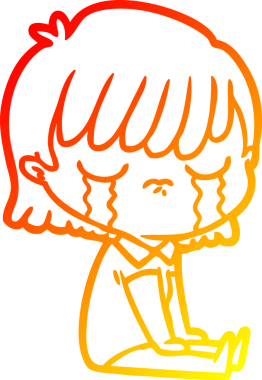 Bir insan tarafından çizilmiş, ağlayan bir çizgi kadın çizimi.