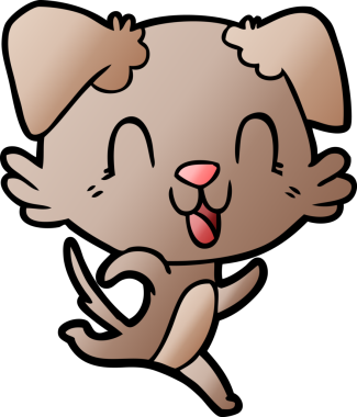 Bir insan tarafından çizilmiş gülen çizgi film köpeği.