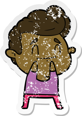 Bir insan tarafından çizilmiş mutlu bir çizgi film karakterinin sıkıntılı çıkartması.