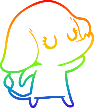 Gökkuşağı gradyan çizgisi bir insan tarafından çizilmiş şirin bir fil çizimi