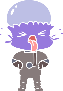 Bir insan tarafından çizilmiş düz renkli çizgi film uzaylıları.