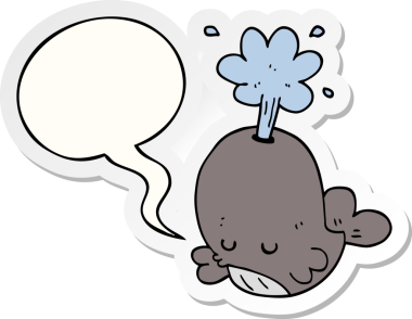 Bir insan tarafından çizilmiş balina konuşma baloncuğu etiketli bir çizgi film.