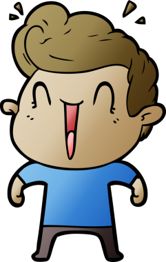 Bir insan tarafından çizilmiş heyecanlı bir adam karikatürü